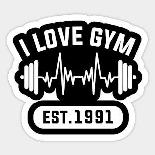 Funny Workout Gifts Heart Rate Design I Love Gym EST 1991 Sticker